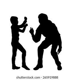 Vector silhouette of a family on a white background.