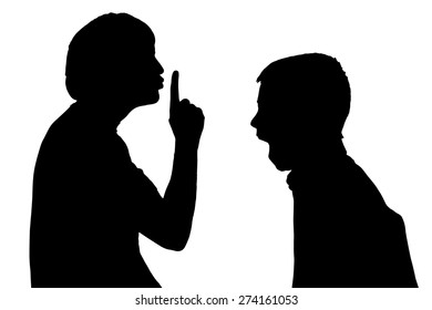 Vector silhouette of a family on a white background.