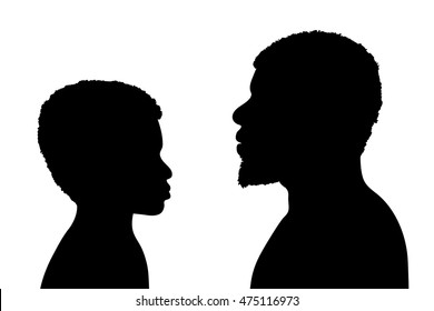 Vector silhouette of family on white background.