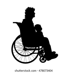 Vector silhouette of family on white background.