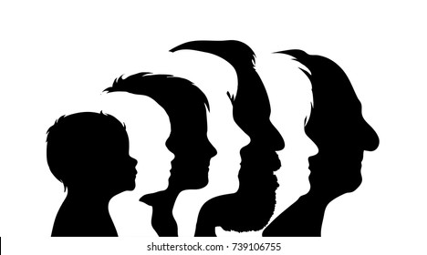 Vector silhouette of family on white background.