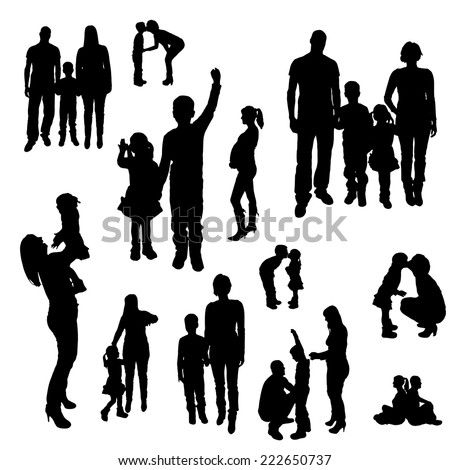 Vector Silhouette Family On White Background Stock Vector (Royalty Free