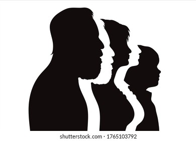 Vector silhouette of family. Symbol of people.