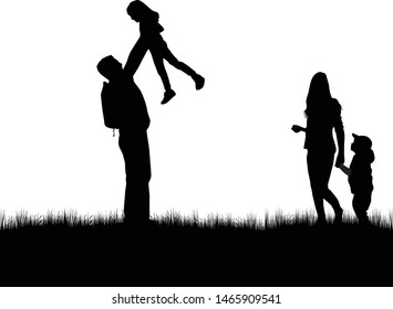 Vector silhouette of family. vector work.