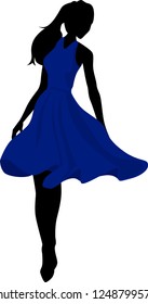 Vector silhouette of a fashion model