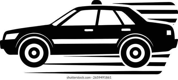 Vector Silhouette of a Fast Moving Car with Motion Line Effects