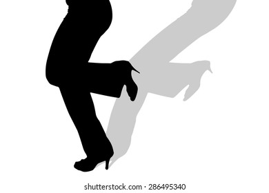 Vector silhouette of female feet on a white background.