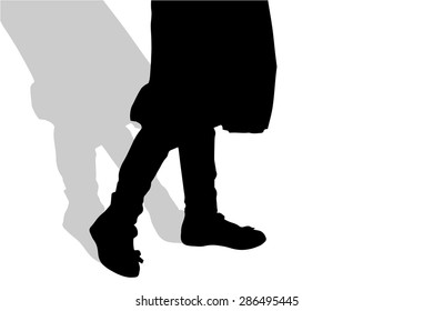 Vector silhouette of female feet on a white background.