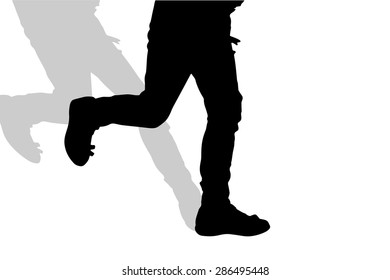 Vector silhouette of female feet on a white background.