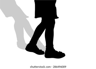 Vector silhouette of female feet on a white background.