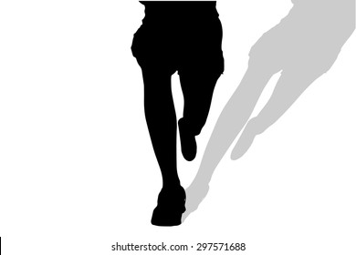 Vector silhouette of female feet on a white background.