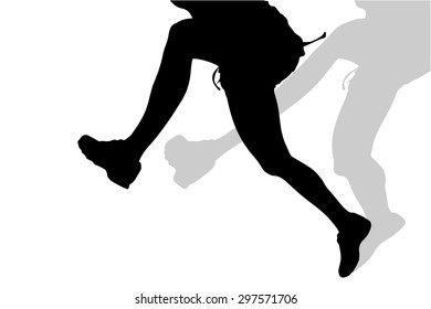 Vector silhouette of female feet on a white background.