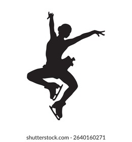 vector silhouette of a female ice skater performing