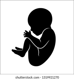 Vector Silhouette Fetus, Baby, Newboarn