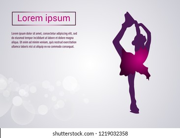 Vector silhouette of figure skating girl.  Ice Skater poster. Sport background.