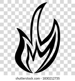 Vector Silhouette Fire or flammable sign, at transparent effect background
