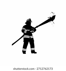 Silueta de Vector de un bombero sobre un fondo blanco
