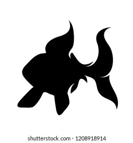 Vector silhouette of fish on white background.