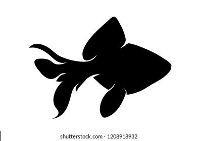 Vector silhouette of fish on white background.