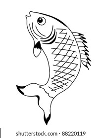Vektorsilhouettenfisch auf weißem Hintergrund