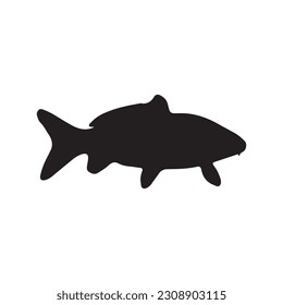 Vector silhouette  Fish , standing, black color, isolated on white background