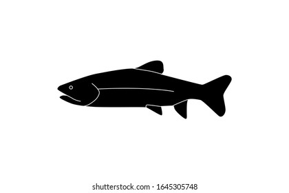 Vector silhouette of fish. trout Isolated on white background. For an icon or icon