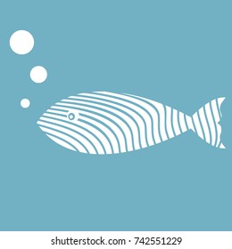 vector silhouette of a fish from white slices