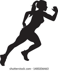 Vector silhouette of a fitness girl running