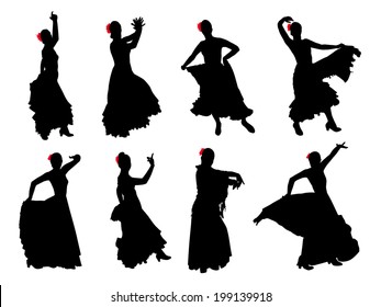 Vector silhouette flamenco dancer #12