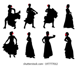 Vector silhouette flamenco dancer #4