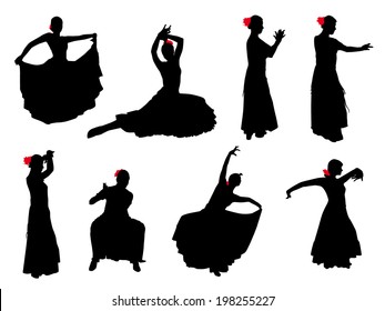 Vector silhouette flamenco dancer #7