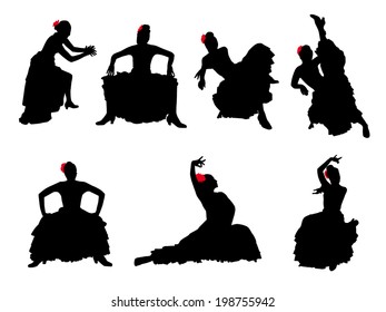 Vector silhouette flamenco dancer #9