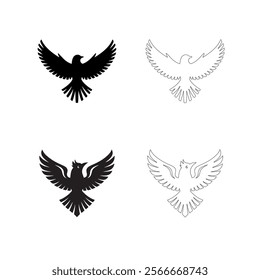 Vector Silhouette of Flaying Birds