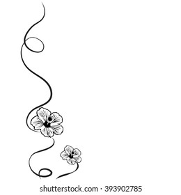 Vector silhouette of flower on white background.