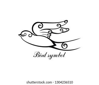 Vector silhouette flying bird