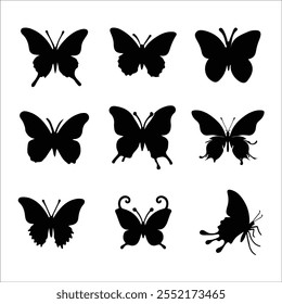 Vector Silhouette Of Flying Butterfly