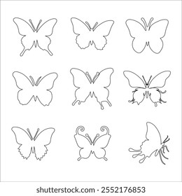 Vector Silhouette Of Flying Butterfly Outline