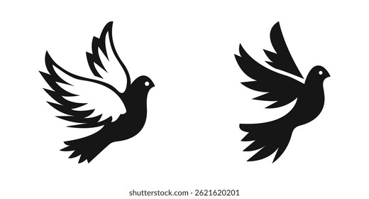 Vector silhouette of flying doves