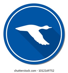 Vector silhouette flying duck. Vector illustration