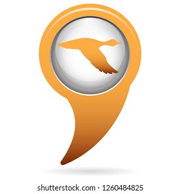 Vector silhouette flying duck. Vector illustration