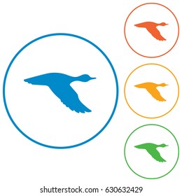 Vector silhouette flying duck. Vector illustration