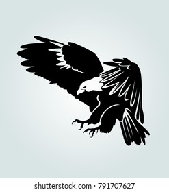 Vector silhouette of flying eagle