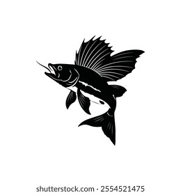 Vector Silhouette Of Flying Fish