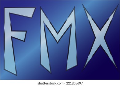 Vector silhouette of a fmx on blue background.