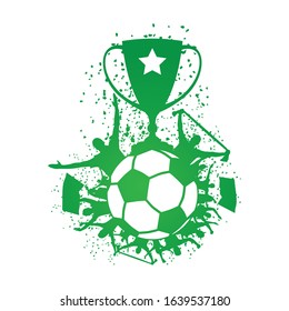 Vector silhouette Football fans celebration championship. Champions. Soccer. Logo. 