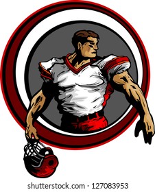 Vector Silhouette of a Football Player Holding His Helmet