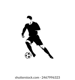 vector silhouette of a football player kicking the ball