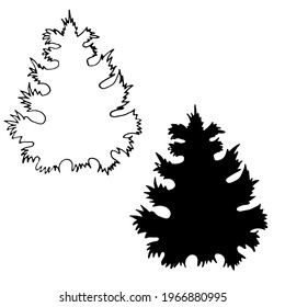 Vector silhouette of forest coniferous and deciduous fir trees. Evergreen tree silhouette illustration. Perfect for invitations, greeting cards, print, flyers, posters.