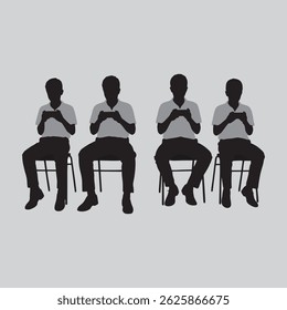 vector silhouette of four childrens playing a game together