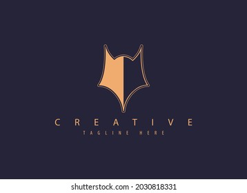 vector silhouette of a fox's head, with the concept of a fox's head facing forward